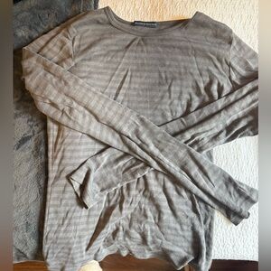 Brandy Melville Navy Striped Long Sleeve Top